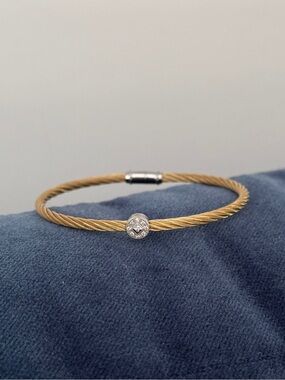 Charriol Single Diamond Station
Stainless Steel Gold Cable Bracelet
